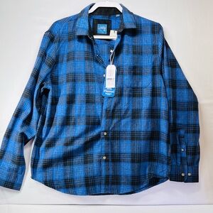 Classic Blue and‎ Black Plaid Men's flannel Shirt